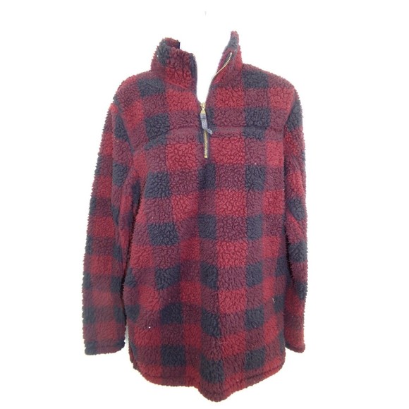 Alpine Design Sweaters - Alpine Design Plaid Sherpa Size S red and black lumber Jack Style buffalo plaid
